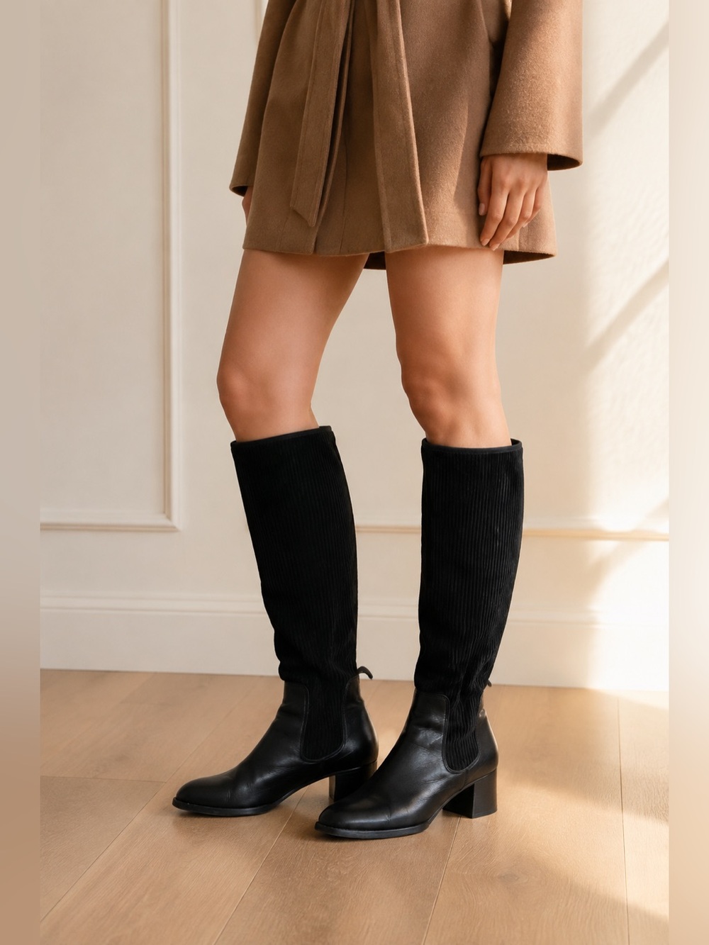 Mima Venezia Made in Italy Leather Stretch Knee High Boots 36.5